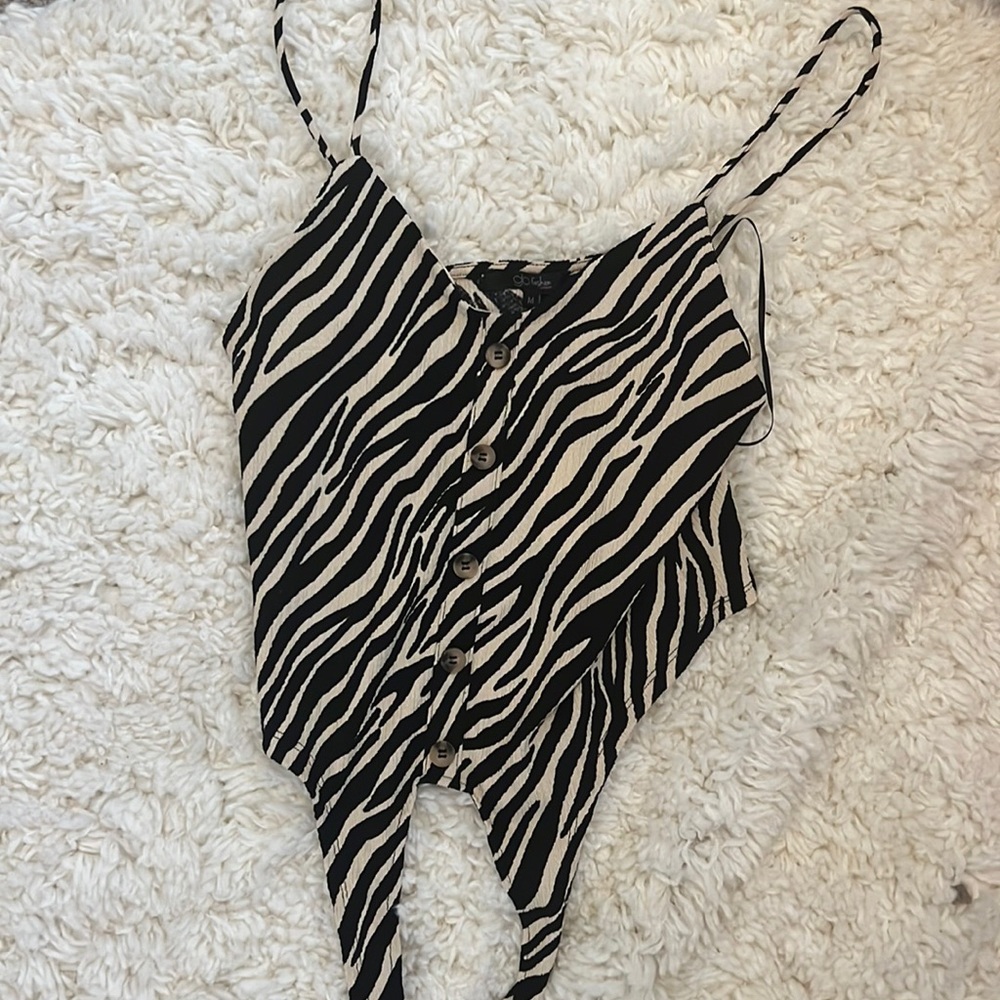 Zebra pattern button up tank top from Francesca’s